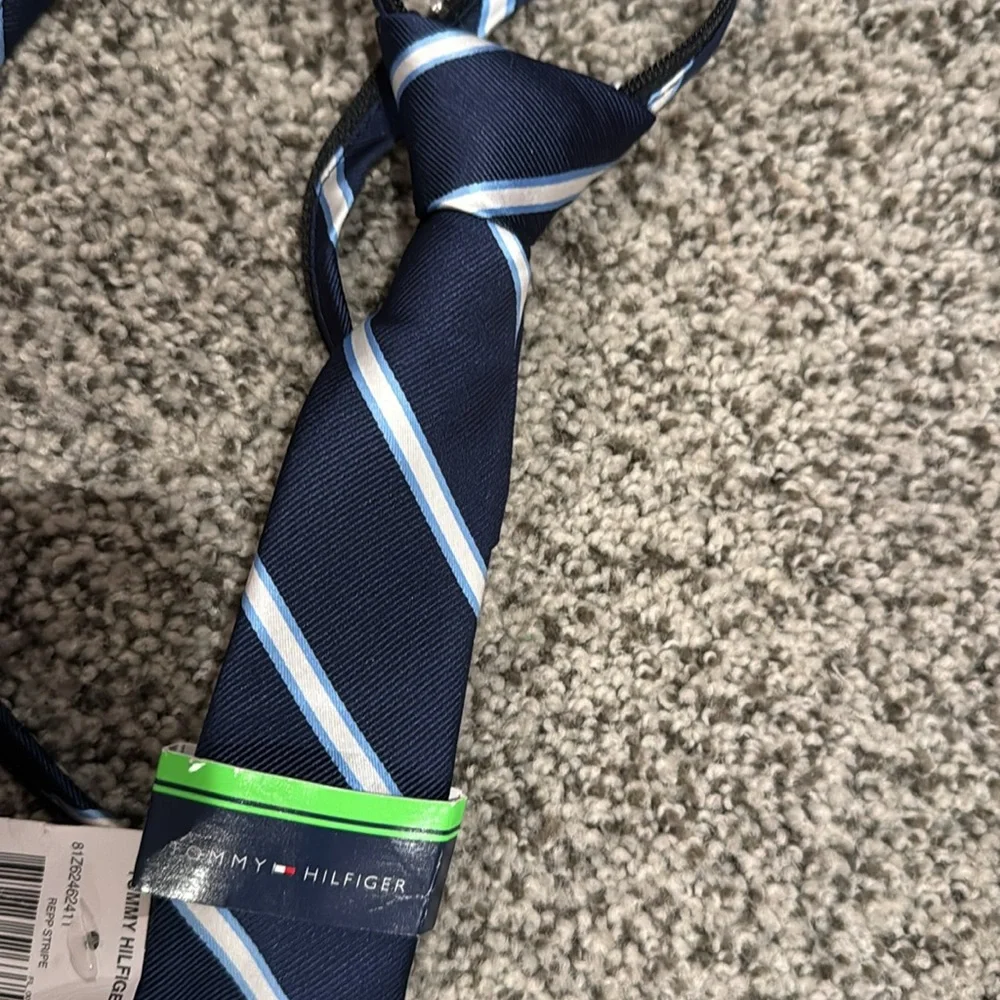 Boys navy stripe bow tie